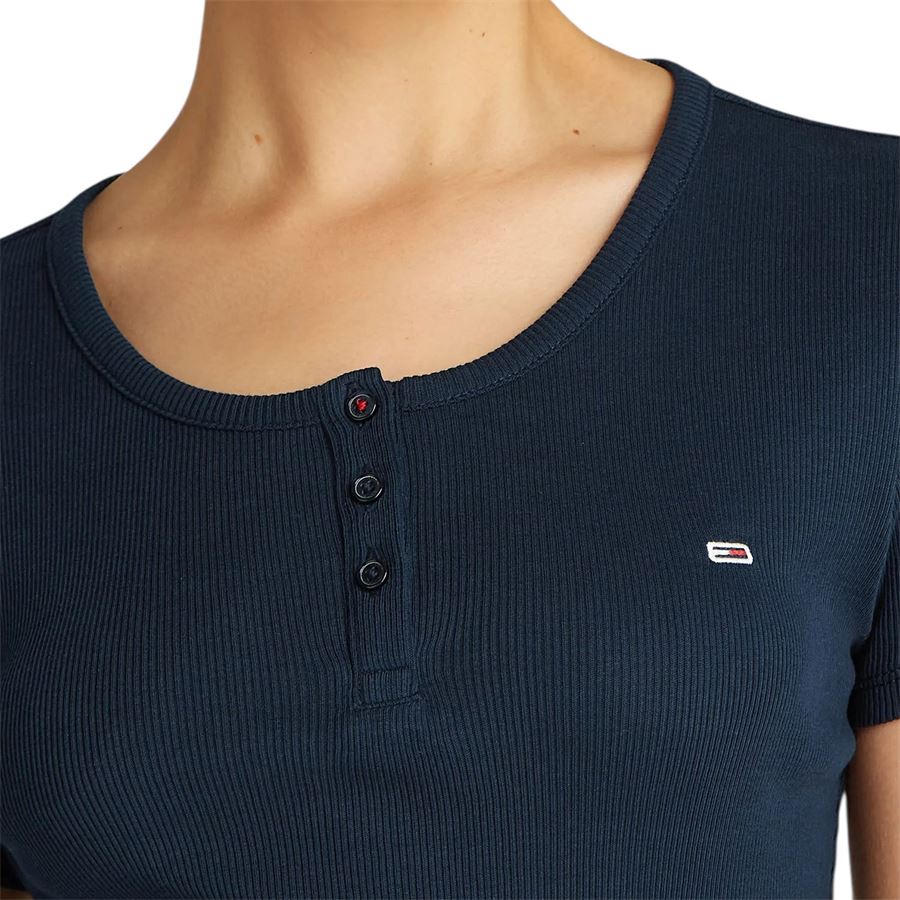 Slim button rib t-shirt maniche corte da donna Tommy Jeans | DW0DW19502C1G